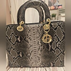 Dior Black and Gray Snakeskin Satchel